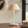 Linen drum cordless lamp walnut