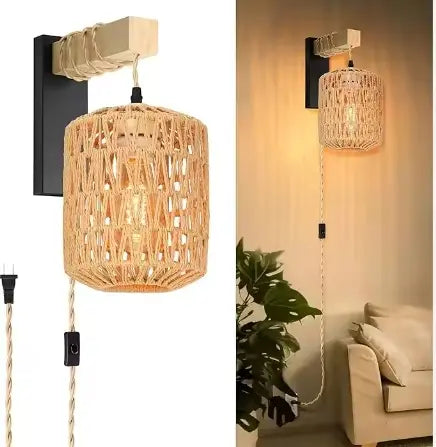 Retro folding wood wall sconce