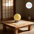 Walnut wood lamp with glass globe