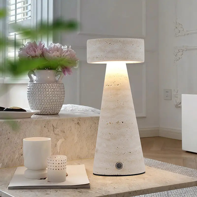 Modern travertine table lamp
