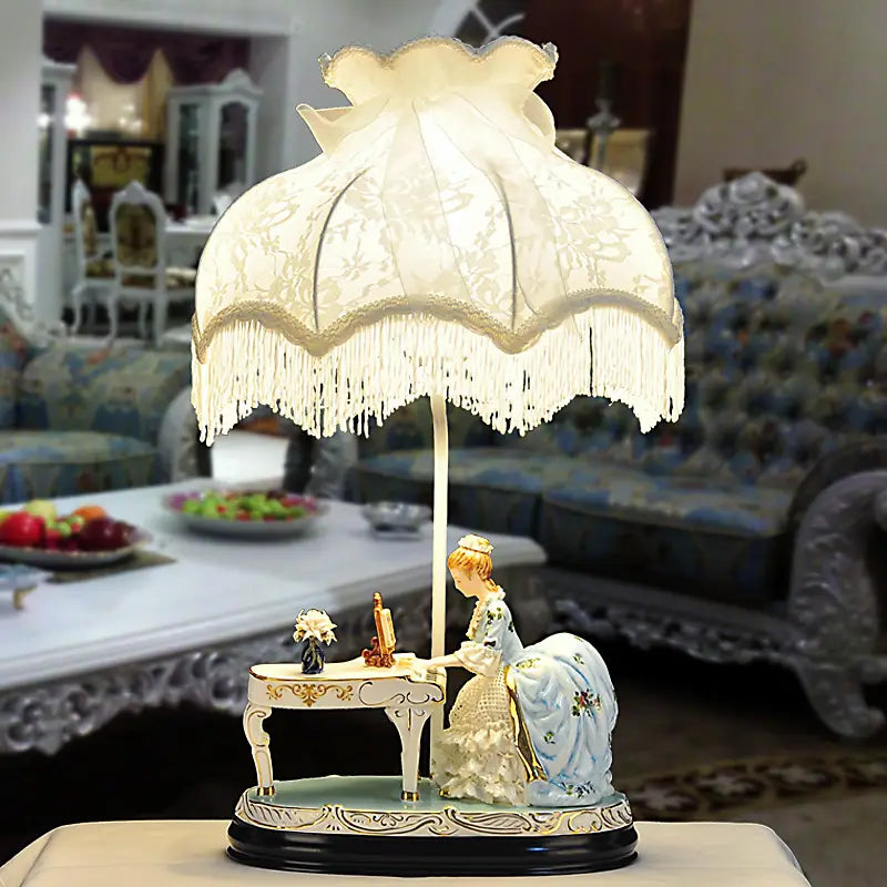Nordic ceramic table lamp pleated shade