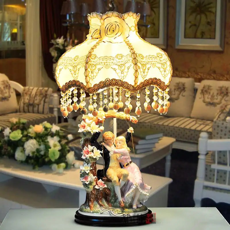 Cream textured ceramic lamp