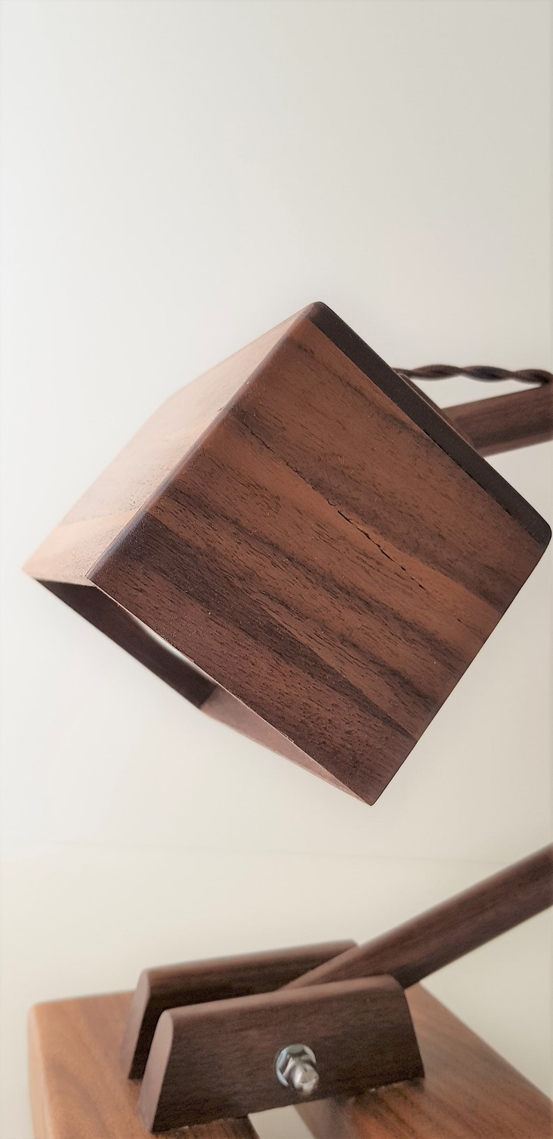 Walnut and matte black desk lamp